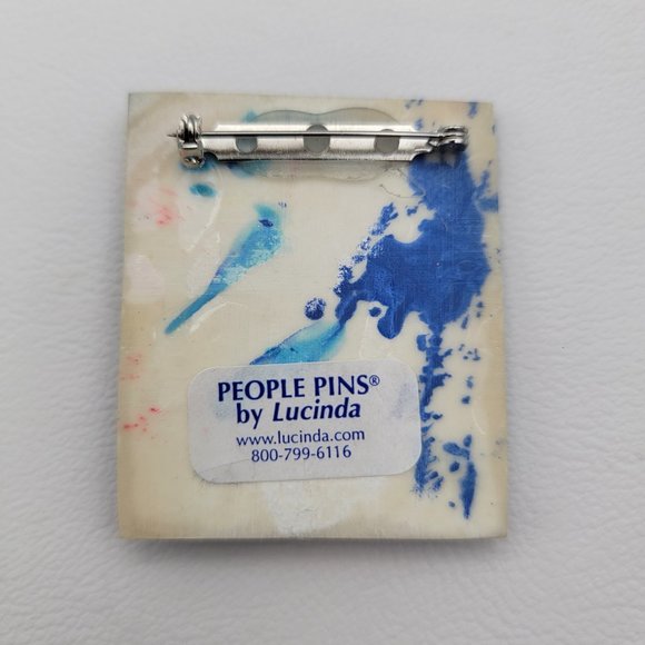 Vintage Acrylic People Pins by Lucinda - Adult with Two Children and Balloons - Picture 2 of 2